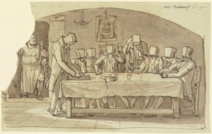 Konstnärsskämt på en osteria i Rom av Johann Christian Reinhart