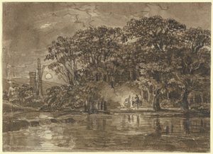 Nattligt flodlandskap av Johann Christian Reinhart