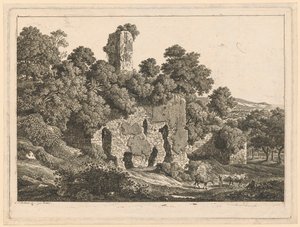Landskap - Ruinerna av Ventidio Bassos villa i Tivoli av Johann Christian Reinhart