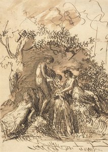 Unga flickor vid en fontän, ca 1790-99 av Johann Christian Reinhart