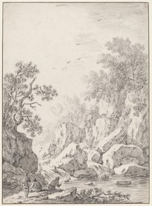 Ett vattenfall vid Rock Cliffs, 1750-talet.