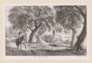 Förtöjda båtar vid en kanal i Wien Am Canal i Wien (titel på objekt) av Johann Christoph Erhard