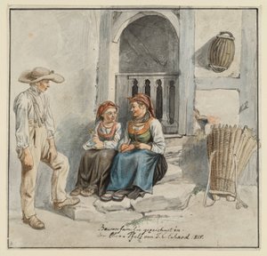 Bondfamilj framför huset av Johann Christoph Erhard