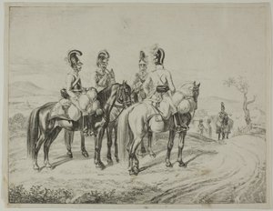 Fyra Cuirassiers på en lutning