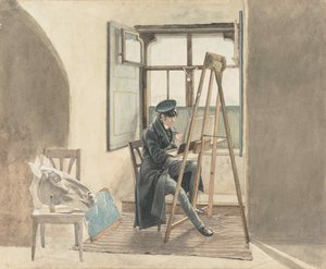 Målaren Johann Adam Klein 1792-1875 före hans staffli, 1818.