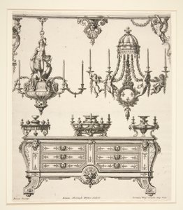 Blad från Commodes et Lustres av Johann Christoph Hafner