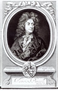 Porträtt av Henry Purcell (1659-95), engelsk kompositör, graverad av R. White, 1695