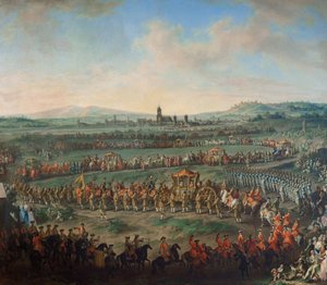 Kejsar Franz I. Stephans och hans son Josephs (II.) intåg i Frankfurt den 29 mars 1764 av Johann Dallinger von Dalling
