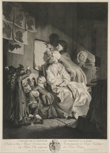 Ursprunget till målning, eller fashionabla porträtt; pub. 1767