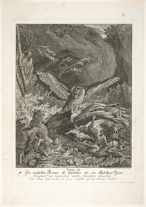 Fable III, plåt tre från Instructive Fables of the Realm of Theire av Johann Elias Ridinger