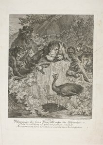 Fable V, tallrik fem från Instructive Fables of the Realm of Theire av Johann Elias Ridinger