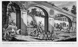 Hästar som tränar för kavalleritjänst, från "Le Nouveau Manege", 1776