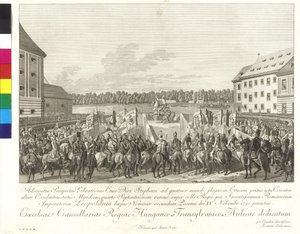 Kröning av kejsar Leopold II till kung av Ungern i Bratislava den 15 november 1790 (kopparstick)