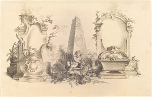 Cartouche Moderne med dödens emblem av Johann Esaias Nilson