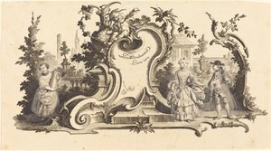 Moderna kartuscher prydda med [olika figurer] (Plåt VI-1 från setet) av Johann Esaias Nilson