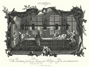 The Game of Billiard (gravyr) av Johann Esaias Nilson