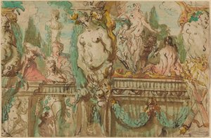 En takdesign med allegoriska figurer av Johann Evangelist Holzer