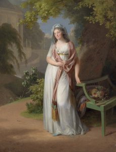 Porträtt av markgrevinen Luise von Anhalt-Dessau (Anhalt Dessau) (1750-1811) (Louise de Brandenburg Schwedt) par Tischbein, Johann Friedrich August (1750-1812). Olja på duk, storlek: 94x72 av Johann Friedrich August Tischbein