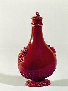 Pilgrimsflaska, Meissen, ca 1710 rött stengods