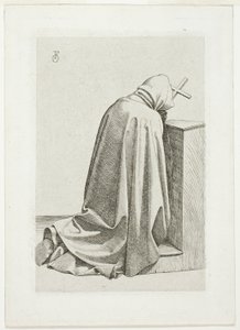 Knäböjande pilgrim med kors och bok av Johann Friedrich Overbeck