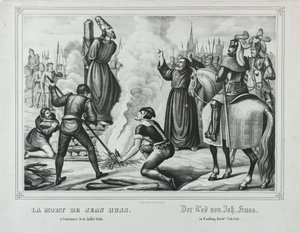 Jan Hus död i Konstanz, mitten av 1800-talet.. av Johann Friedrich Wentzel