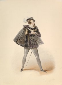 Costume Study för Belmonte in the Abduction from the Seraglio av W.A. Mozart, ca. 1830-50. av Johann Georg Christoph Fries