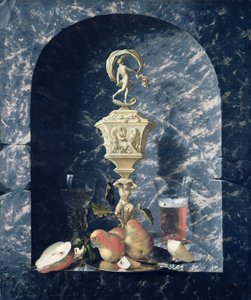 Still Life with Decorated Goblet, Fruit and Glasses in a Stone Alcove, 1682 