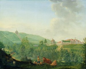 Weissenstein slott, nära Kassel (Wilhelmshoehe), 1778 av Johann Georg Pforr