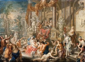 Fontänscen framför ett palats, 1731-1734. av Johann Georg Platzer