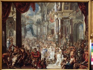 Liknelsen om bröllopsfesten. Liknelsen om bröllopsfesten. Målning av Johann Georg Platzer (1704-1761) av Johann Georg Platzer
