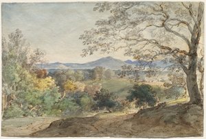 En utsikt över Inn-dalen till Alperna och Neubeuern, ca. 1790.