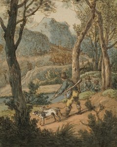Jägare med två hundar av Johann Georg von Dillis