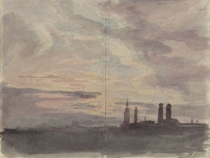 München: kvällshimmel över stadens silhuett av Johann Georg von Dillis