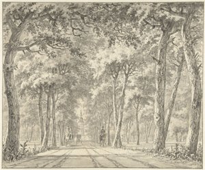 Utsikt över en allé med Schloss Karlsruhe av Johann Goll van Frankenstein (I)
