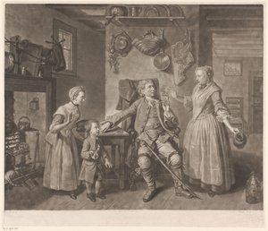 Porträtt av skådespelaren David Garrick i rollen som en bonde på väg hem