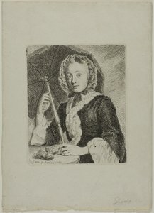Kvinna med ett parasoll (Friedrich Christian Glume, konstnärens svägerska) av Johann Gottlieb Glume