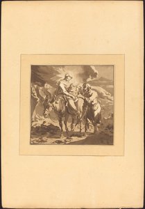 Flygningen till Egypten av Johann Gottlieb Prestel after Nicolaes Pietersz Berchem