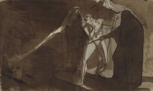 Macbeth och de tre häxorna. Illustration till Shakespeares Macbeth, IV,1