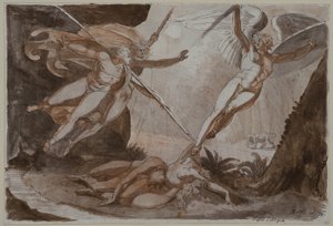 Satan berörd av Ithuriels spjut av Johann Heinrich Füssli