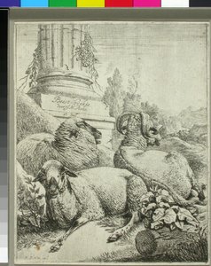 Får vid foten av en kolonn av Johann Heinrich Roos