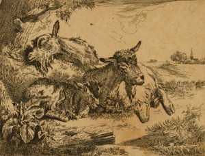 Två getter och ett kid av Johann Heinrich Roos