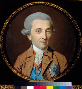 Porträtt av prins Nikolai Ivanovich Saltykov (1736-1816) - Oeuvre de Johann Heinrich Schmidt (1749-1829), pastell på papper (27,5x27,5 cm), ca 1780 - Porträtt av prins Nikolay I. Saltykov, Pastell på papper av J.H. Smed
