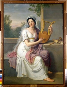 Porträtt av den spanska sångerskan Isabelle Colbran (1785-1845) med en lyra Målning av Johan Heinrich Schmidt (1749-1829) 1817 Milano, museo del Teatro alla scala
