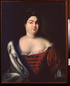 Porträtt av kejsarinnan Katarina I av Ryssland (född Marthe Helene Skavronskaia (1684-1727) (Porträtt av kejsarinnan Katarina I) - Målning av Johann Heinrich Wedekin (1674-1736), olja på duk, tidigt 1700-tal, tysk konst 1700-talet - State Open air
