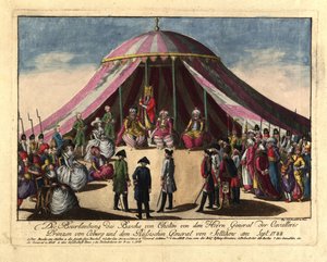 Deponeringen av Pasha av Khotyn av prins Josias av Saxe-Coburg och general..., sept 1788. av Johann Hieronymus Loeschenkohl