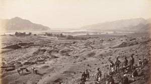 River Gorge ovanför Lalpura med utsikt mot Bassaule, ca 1878 (foto) av Johann Hulsman
