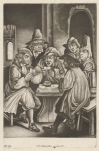 Män spelar kort av Johann Jacobus Haid