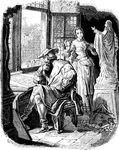 Arkitekt Erwin von Steinbach med sin dotter Sabina Illustration ur det tyska folkets historia av E. Duller, 1840