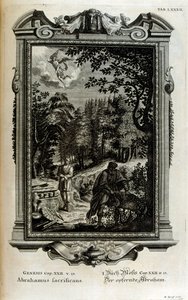 Abraham förbereder sig för att offra Isak av Johann Jakob Scheuchzer