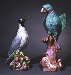 Augustus Rex Meissen figurer av en tärna och en parakit (porslin)